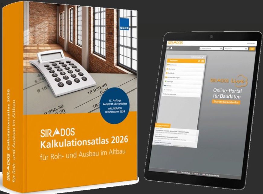 SIRADOS Kalkulationsatlas 2026 Altbau  BUNDLE inkl. Online-Zugang